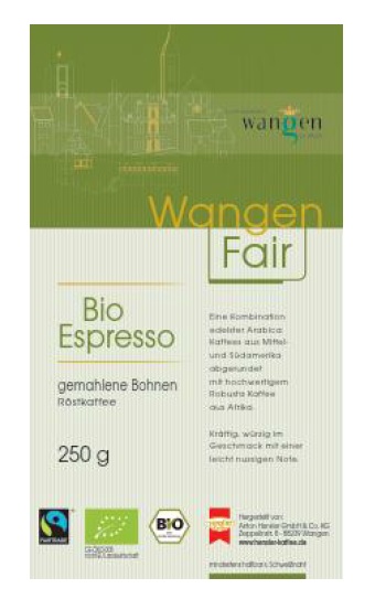 Wangen Fairtrade Bio Espresso, gemahlen