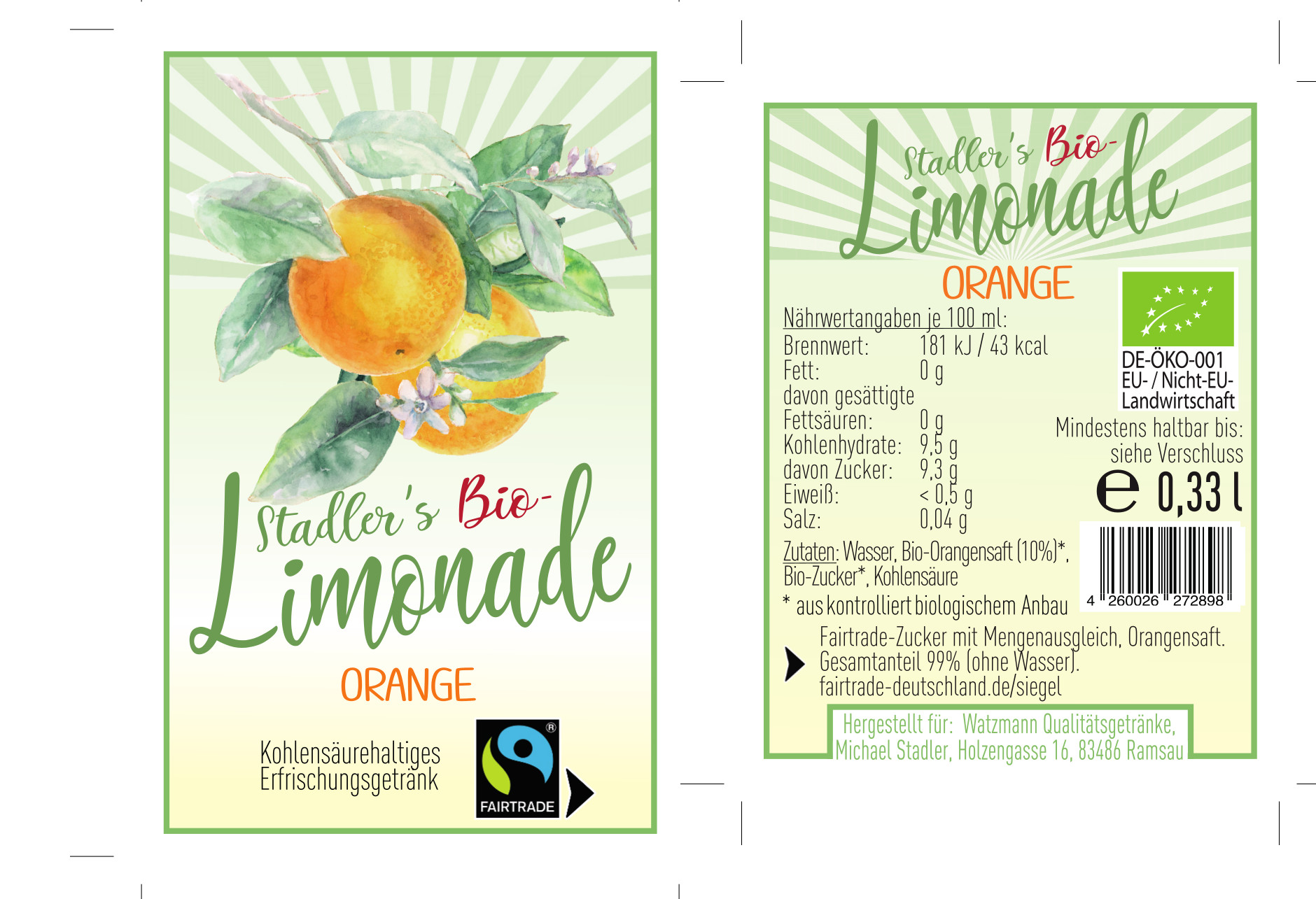 Stadler`s Bio Limonade Orange