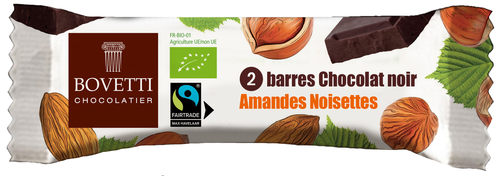 Barres snacking Chocolat noir, amandes & noisettes bio