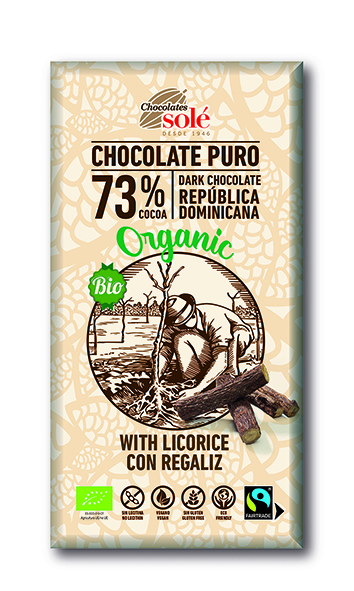 Chocolate negro 73 con regaliz ecológico