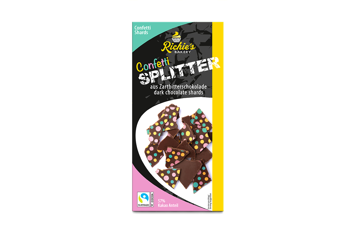 Confetti Splitter aus Zartbitterschokolade 