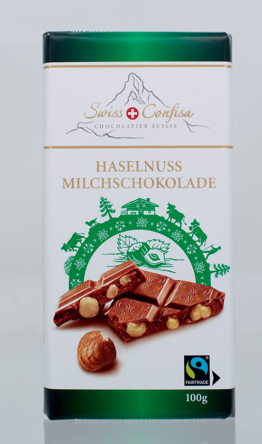 Schweizer Milchschokolade mit ganzen Haselnüssen