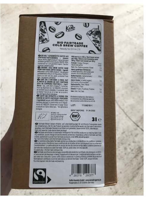 Bio Fairtrade Cold Brew Coffee 3 L Bag-in-Box