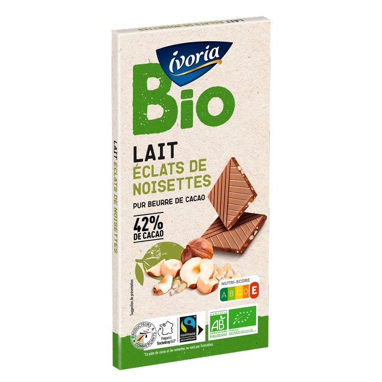 Tablette Bio MH chocolat lait noisettes 100g