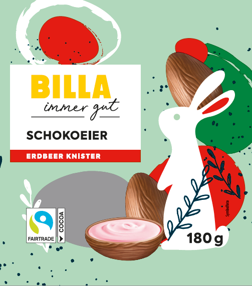Billa immer gut - Gefüllte Schoko Eier Erdbeer-Milchcreme 180g
