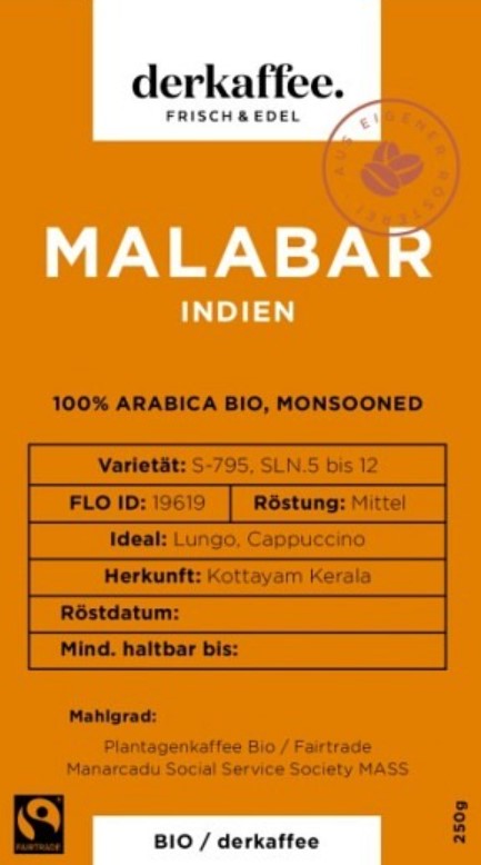Malabar Indien, in Bohnen und gemahlen