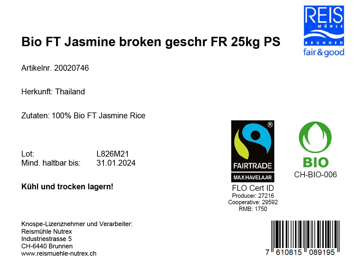 Bio FT Jasmine broken geschr FR 25kg PS