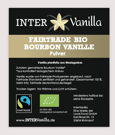 InterVanilla Fairtrade Bio Bourbon Vanillepulver 10g
