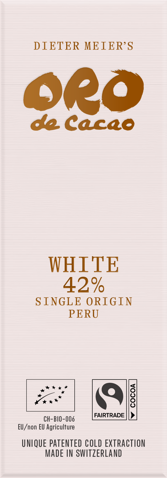 Tafelschokolade White 42 Prozent Single Origin Peru