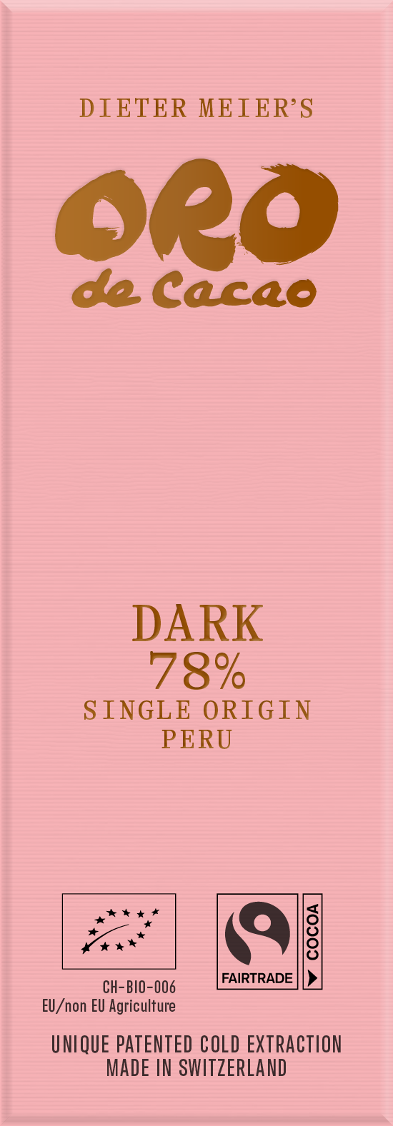 Tafelschokolade Dark 78 Prozent Single Origin Peru