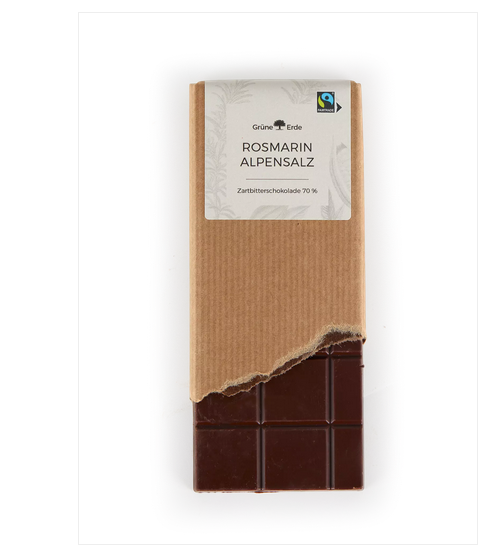 Bio Edelschokolade mit Rosmarin und Alpensalz