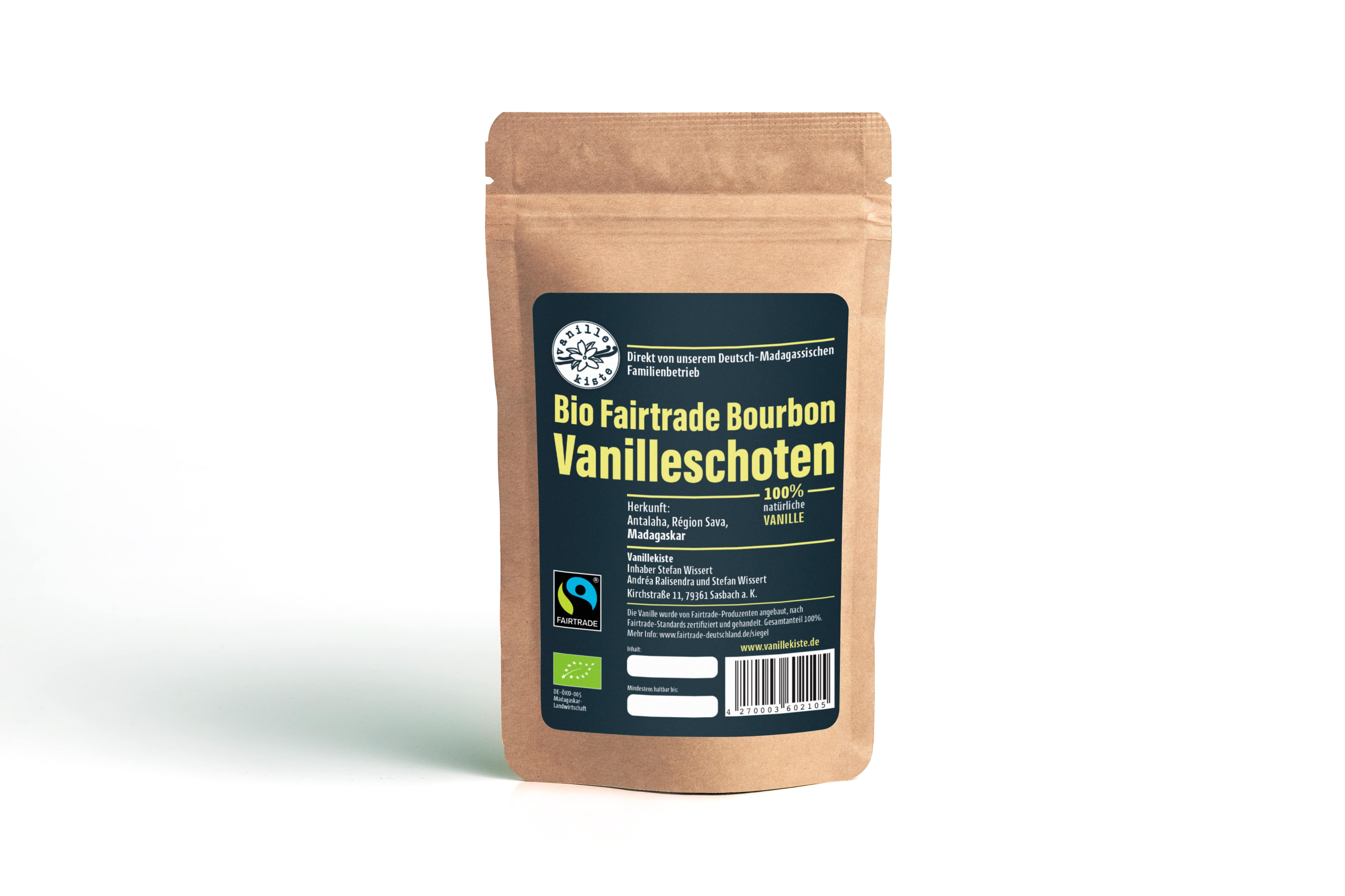 Bio Fairtrade Bourbon Vanilleschoten (50g im Standbodenbeutel)