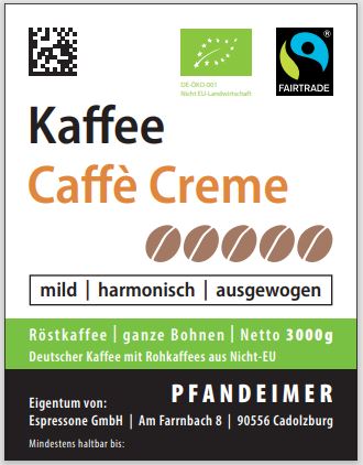 Espressone Bio Fair Trade Caffé Creme 
