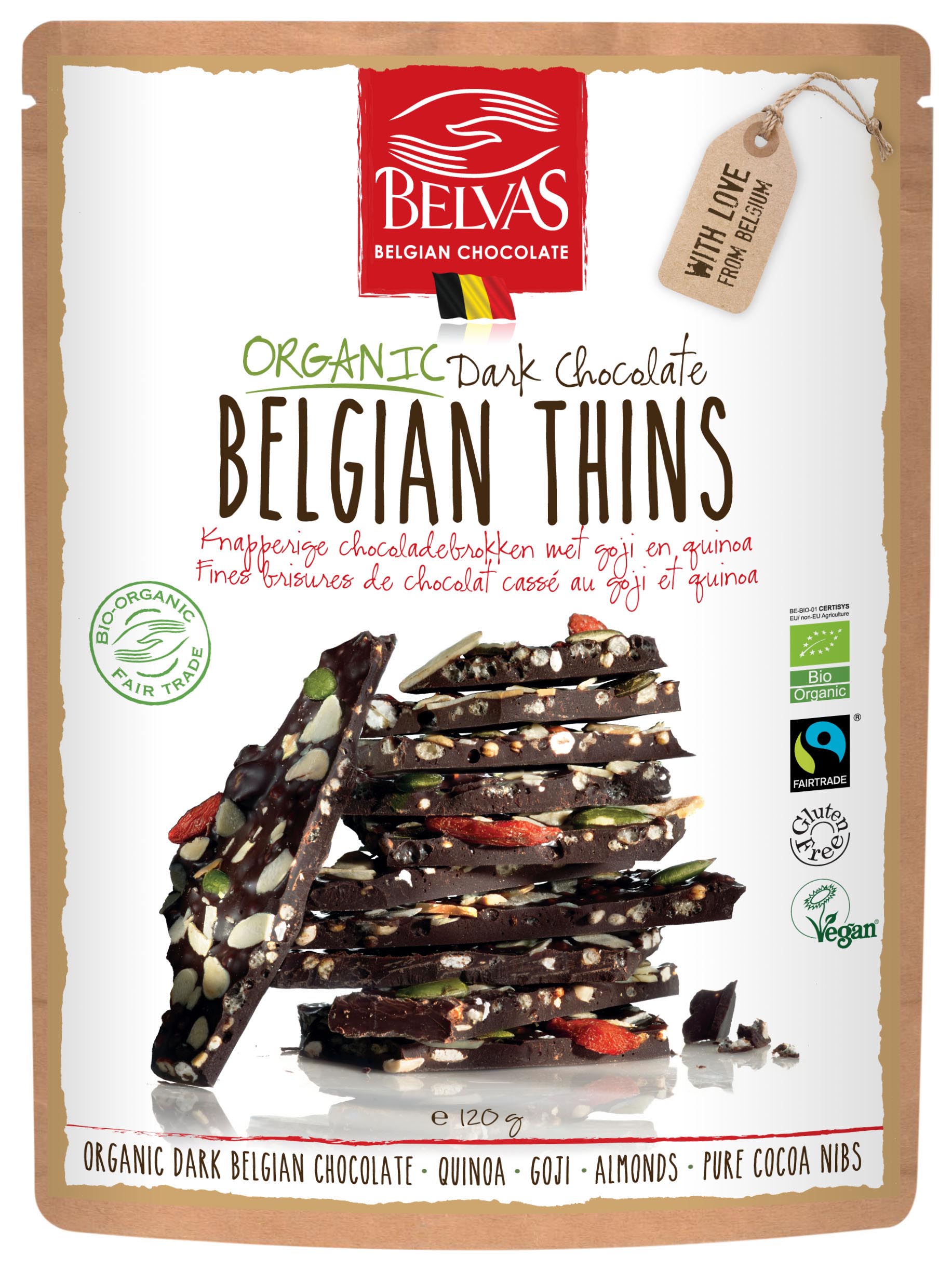Belvas – Belgian Thins – Chocolat noir – 120 gr