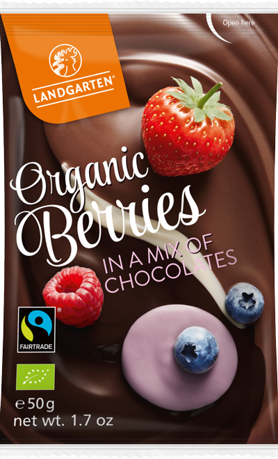 Organic FT Berries in a Mix of Chocolates 50g