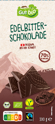 Dunkle Schweizer Bio- Schokolade