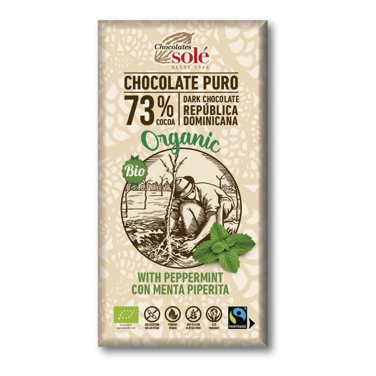 Chocolate negro 73 porcentaje con menta ecológico